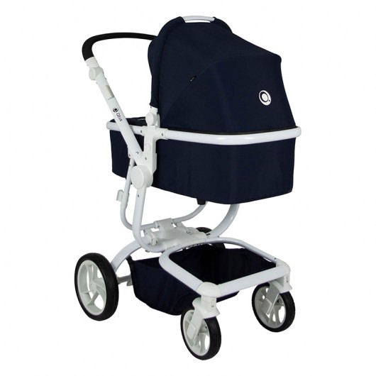 Poussette combinée Qtus Spider Bleu - cadre blanc + nacelle 2020