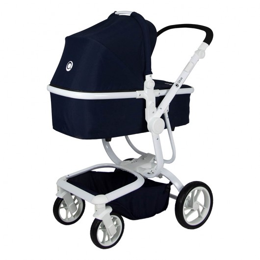 Poussette combinée Qtus Spider Bleu - cadre blanc + nacelle 2020