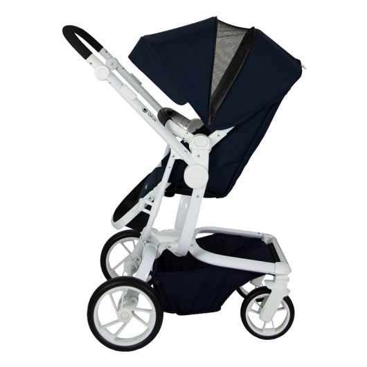 Poussette combinée Qtus Spider Bleu - cadre blanc + nacelle 2020