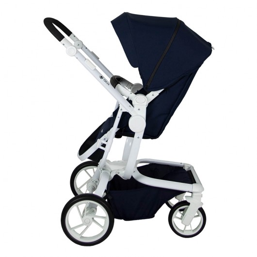 Poussette combinée Qtus Spider Bleu - cadre blanc + nacelle 2020