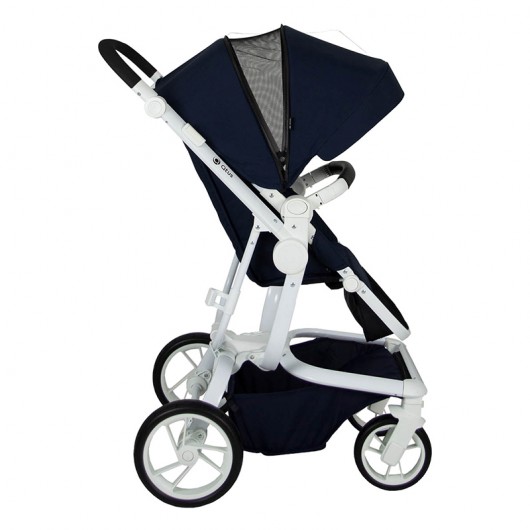 Poussette combinée Qtus Spider Bleu - cadre blanc + nacelle 2020