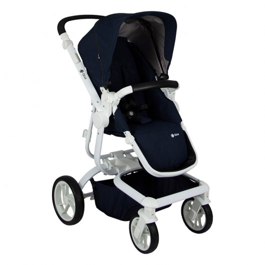 Poussette combinée Qtus Spider Bleu - cadre blanc + nacelle 2020