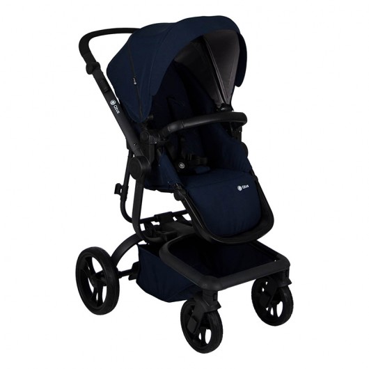 Poussette combinée Qtus Spider Bleu - cadre noir + nacelle 2020