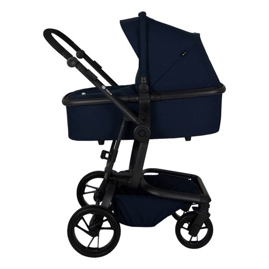 Poussette combinée Qtus Spider Bleu - cadre noir + nacelle 2020