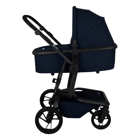 Poussette combinée Qtus Spider Bleu - cadre noir + nacelle 2020