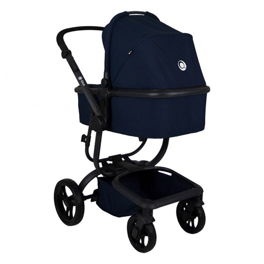 Poussette combinée Qtus Spider Bleu - cadre noir + nacelle 2020