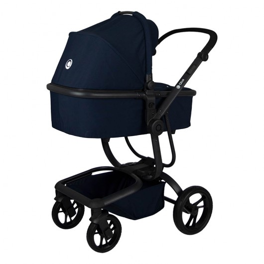 Poussette combinée Qtus Spider Bleu - cadre noir + nacelle 2020