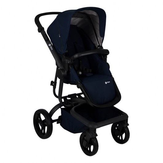 Poussette combinée Qtus Spider Bleu - cadre noir + nacelle 2020