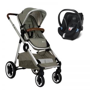 Poussette combinée Qtus DuetPro Vert 2020 - Coque Cybex Aton 5 Deep Black