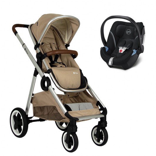 Poussette combinée Qtus DuetPro Moka 2020 - Coque Cybex Aton 5 Deep Black