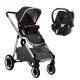 Poussette combinée Qtus DuetPro Gris foncé - Coque Cybex Aton 5 Deep Black
