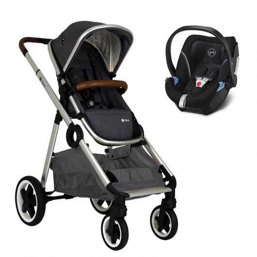 Poussette combinée Qtus DuetPro Gris foncé 2020 - Coque Cybex Aton 5 Deep Black