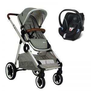 Poussette combinée Qtus DuetPro Gris clair 2020 - Coque Cybex Aton 5 Deep Black