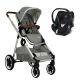 Poussette combinée Qtus DuetPro Gris clair - Coque Cybex Aton 5 Deep Black