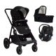 Poussette 3 en 1 Qtus DuetPro Plein Noir - Cadre noir - nacelle - Coque Cybex Aton 5 Deep Black