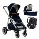 Poussette 3 en 1 Qtus DuetPro - nacelle Bleu - Coque Cybex Aton 5 Deep Black