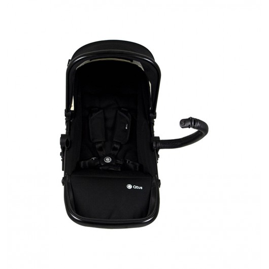 Poussette 3 en 1 Qtus DuetPro Plein Noir - Cadre noir 2020 - nacelle - Coque Cybex Aton 5 Deep Black