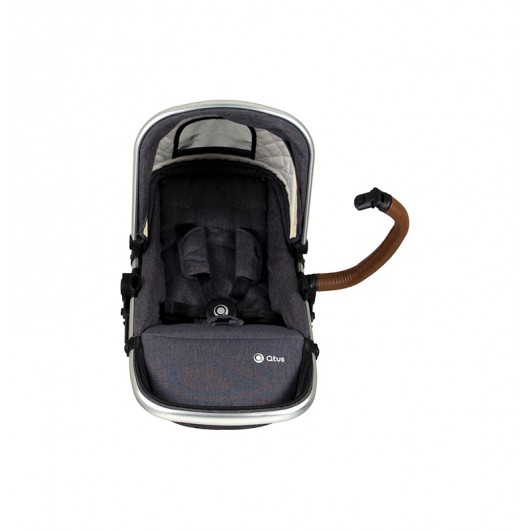 Poussette 3 en 1 Qtus DuetPro - nacelle Gris foncé 2020 - Coque Cybex Aton 5 Deep Black