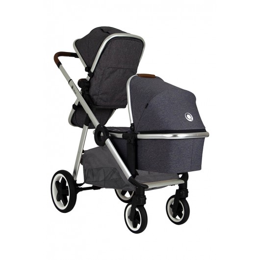 Poussette 3 en 1 Qtus DuetPro - nacelle Gris foncé 2020 - Coque Cybex Aton 5 Deep Black