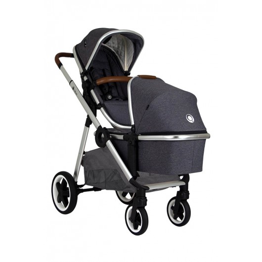 Poussette 3 en 1 Qtus DuetPro - nacelle Gris foncé 2020 - Coque Cybex Aton 5 Deep Black