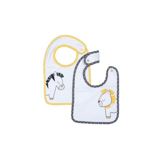 Lot de 2 bavoirs Sauthon pluche et pompon