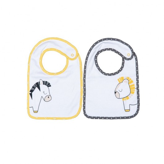 Lot de 2 bavoirs Sauthon pluche et pompon