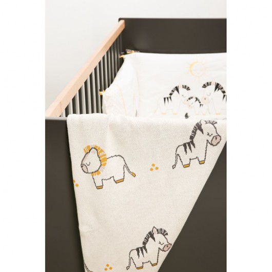 Couverture maille Sauthon pluche et pompon 80x100cm