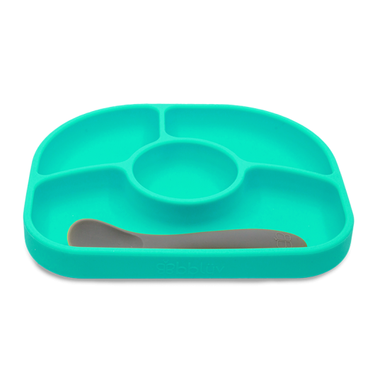 Coffret assiette et cuillère en silicone Yümi Aqua - Made in Bébé