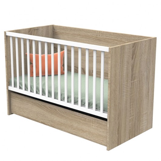 Lit Bebe Sauthon Nova Blanc Lin 1 X 60 Cm Avec Tiroir