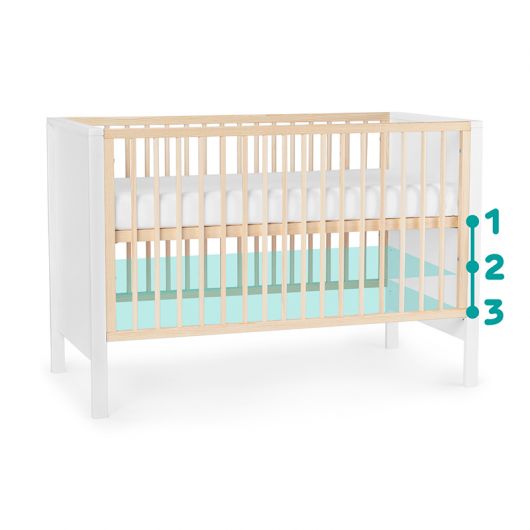 Lit bébé Kinderkraft Mia Guardrail + mattress White