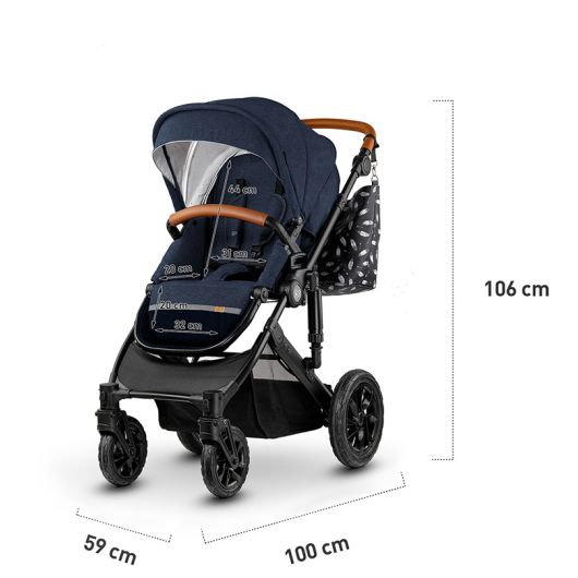 Poussette combinée Kinderkraft Prime 2020 with accessoriess 2in1 Deep Navy + mommy bag