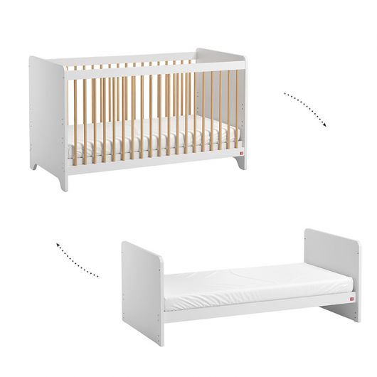 Lit bébé évolutif Vox Baby Leaf White/Oak 70 x 140 cm - ok