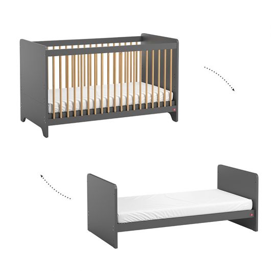 Lit bébé évolutif Vox Baby Leaf Graphite/Oak 70 x 140 cm - ok