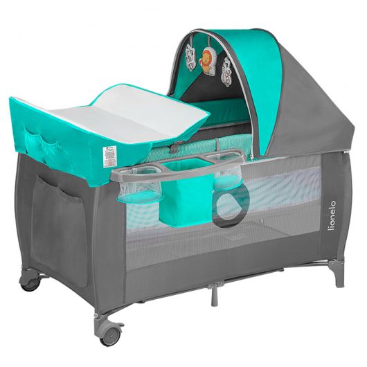 Lit de voyage 2 en 1 Lionelo Sven Plus Turquoise Grey
