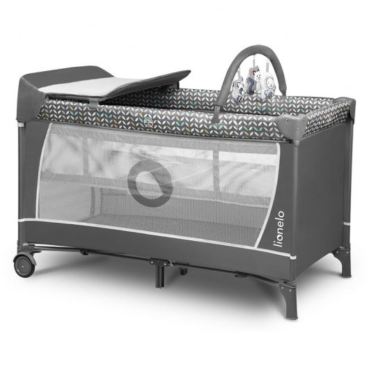 Lit de voyage 2 en 1 Lionelo Flower Grey Scandi