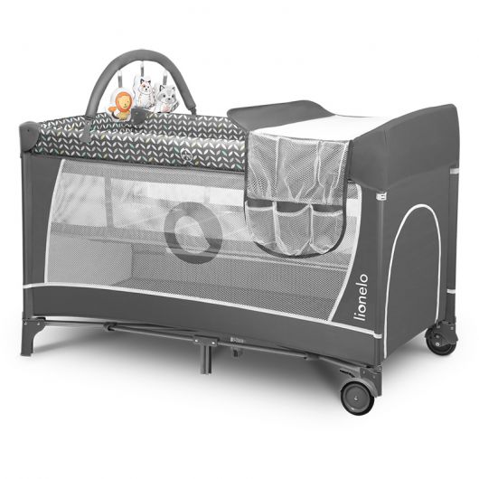 Lit de voyage 2 en 1 Lionelo Flower Grey Scandi