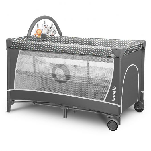 Lit de voyage 2 en 1 Lionelo Flower Grey Scandi