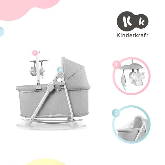 Transat balancelle 5 en 1 Kinderkraft NolaStone Grey