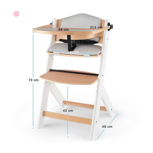 Chaise haute 3 en 1 Kinderkraft Enock Whitewood avec coussin