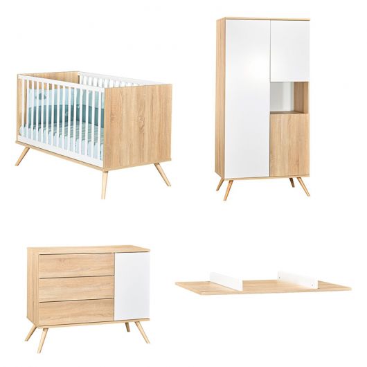 Chambre Complete Sauthon Seventies Avec Lit Evolutif 140 X 70 Cm Version Tiroirs Decor Bois Sauthon Cabriole Bebe