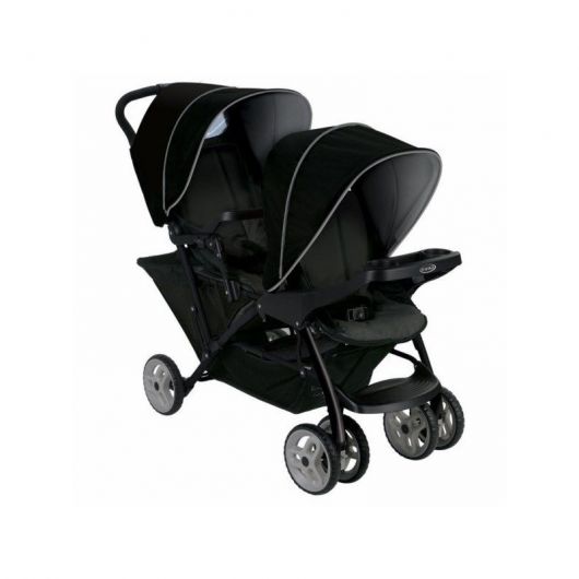 Poussette double Graco Stadium Duo black grey + coques Snugride i-size Midnight Black