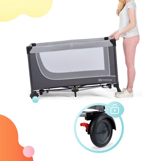 Lit parapluie Kinderkraft Leody Grey avec accessoires