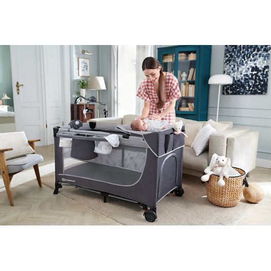 Lit parapluie Kinderkraft Leody Grey avec accessoires
