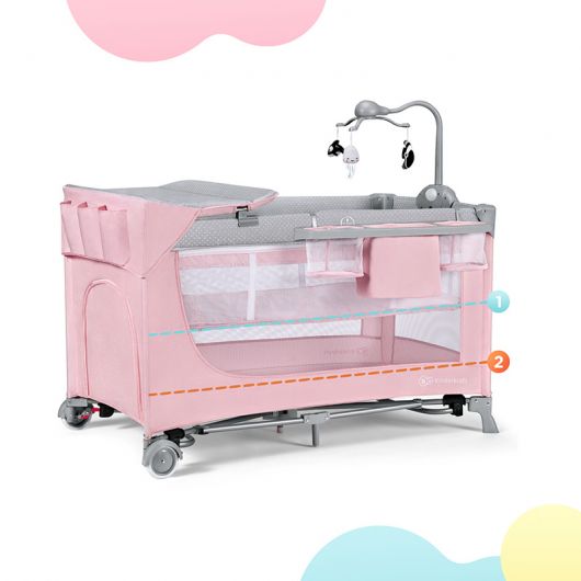 Lit parapluie Kinderkraft Leody Pink avec accessoires