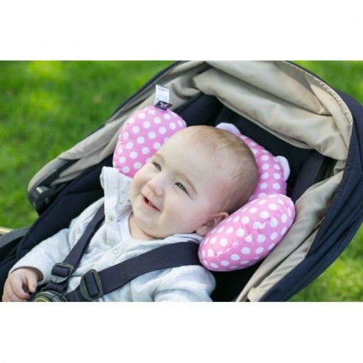 Cale-tête Benbat Bear Hug rose/pois blancs