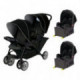 Poussette double évolutive Graco Stadium Duo black grey + 2 coques Snugride i-size Midnight Black avec bases incluses