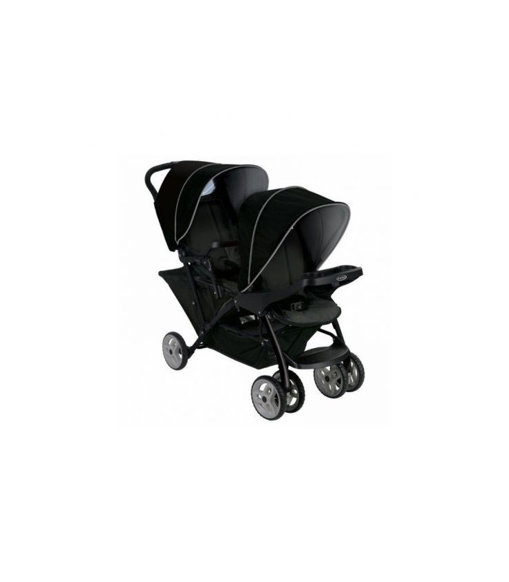Poussette Double Graco Stadium Duo Click Connect - Noir/Gris, Compatible Sièges Auto, Pliage Une Main