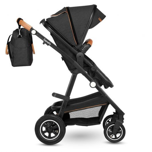 Poussette 3 en 1 Lionelo Amber - Nacelle Grey graphit - Coque Astrid Black Onyx