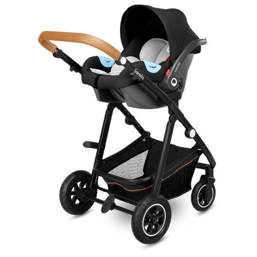 Poussette 3 en 1 Lionelo Amber - Nacelle Grey graphit - Coque Astrid Black Onyx