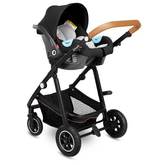 Poussette 3 en 1 Lionelo Amber - Nacelle Grey graphit - Coque Astrid Black Onyx